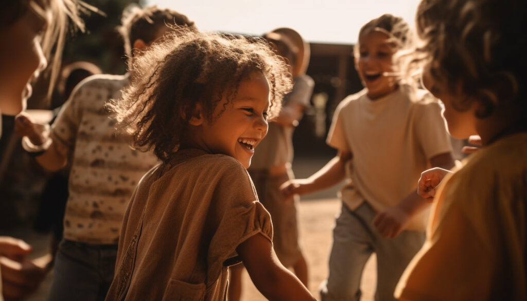 Children playing together and laughing outdoors
